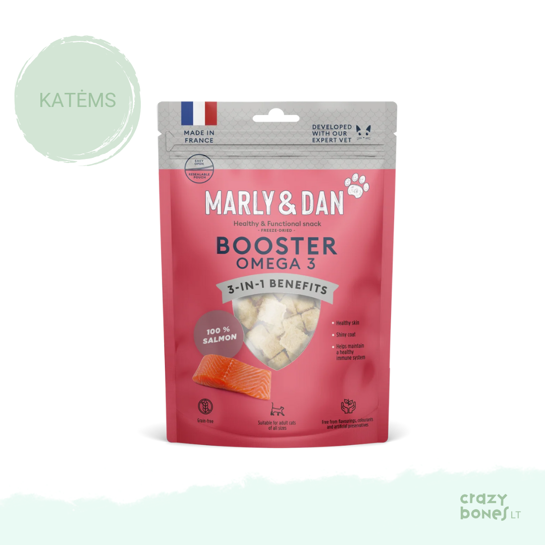 Marly & Dan lašišos skanėstai katėms BOOSTER OMEGA-3