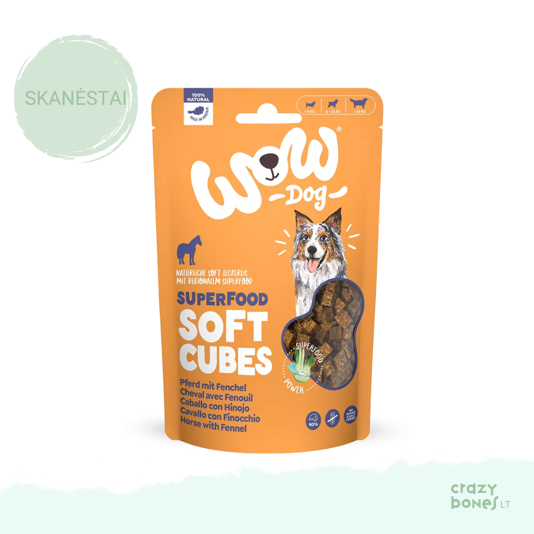 WOW dog zirga gaļas kubi