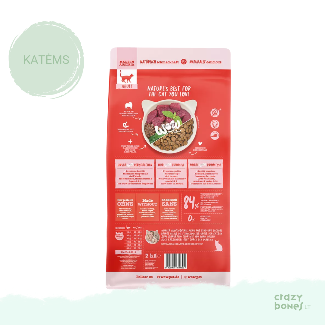 Sausas maistas su jautiena ir lašišų aliejumi