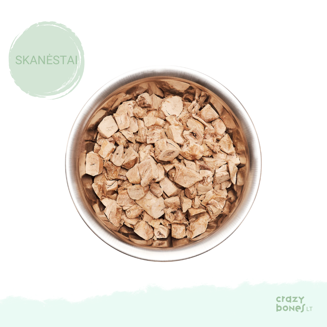 100 % natūralus liofilizuotų vištienos širdelių skanėstas