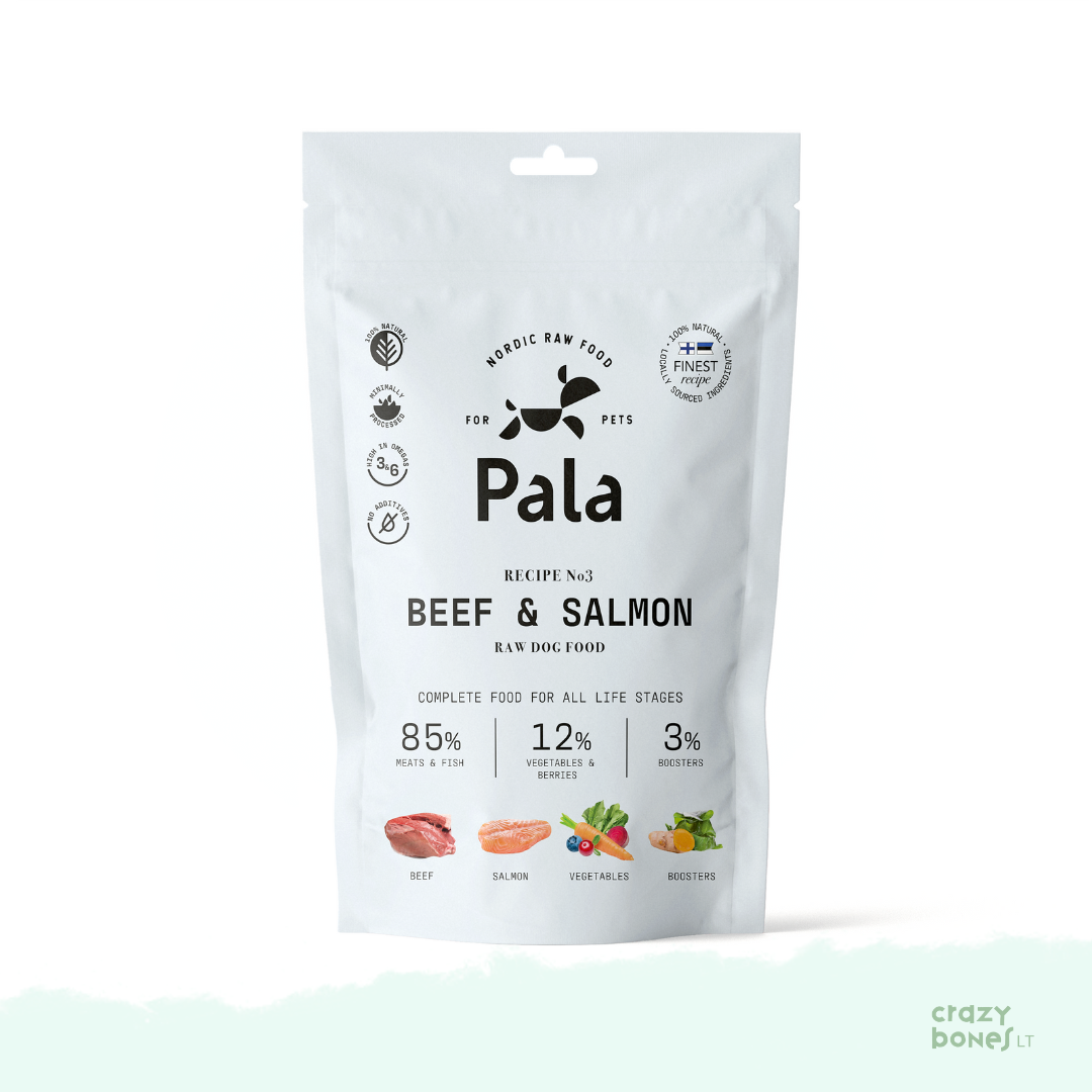 PALA suņu barība. Recepte Nr. 3 - GAĻA UN LAŠIS