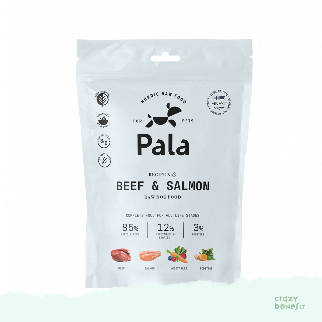PALA dog food. Recipe NO. 3 - BEEF AND SALMON