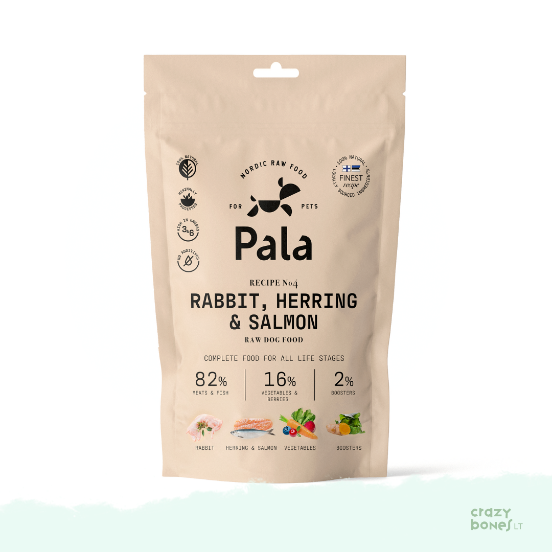PALA suņu barība. Recepte Nr. 4 - TRUSIS, SIĻĢE UN LAŠIS