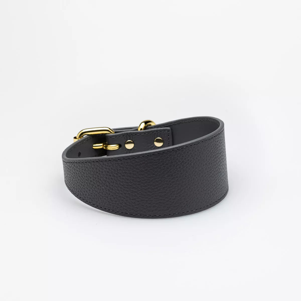 Dark gray vegan leather collar, size S