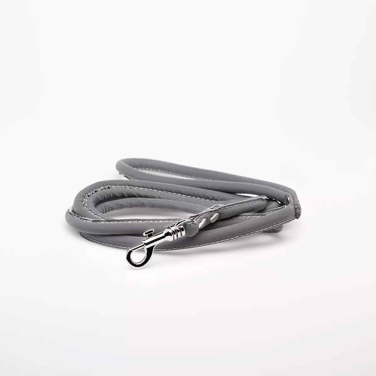Gray reflective vegan leather leash