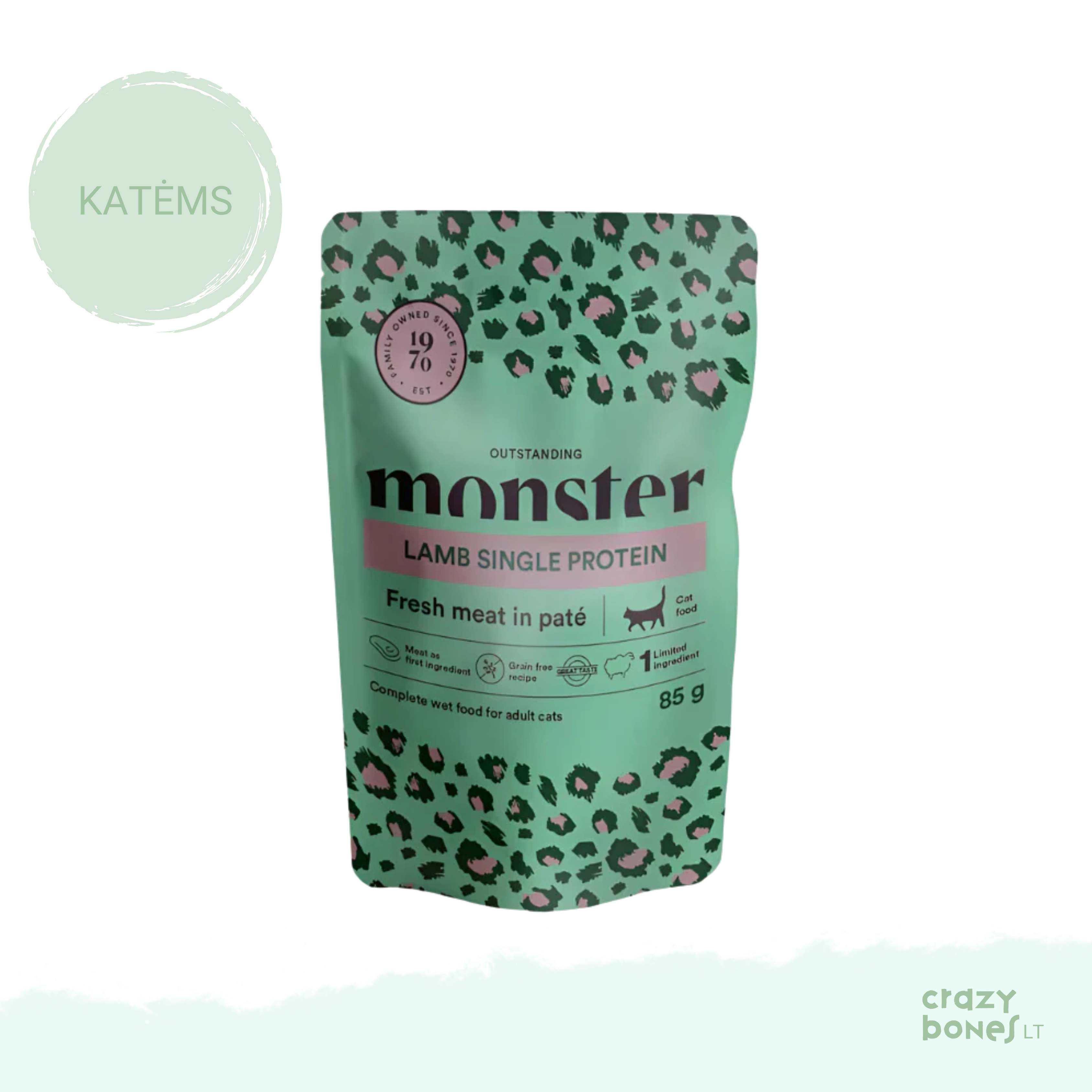 Vienos mėsos baltymo maistas katėms su ėriena