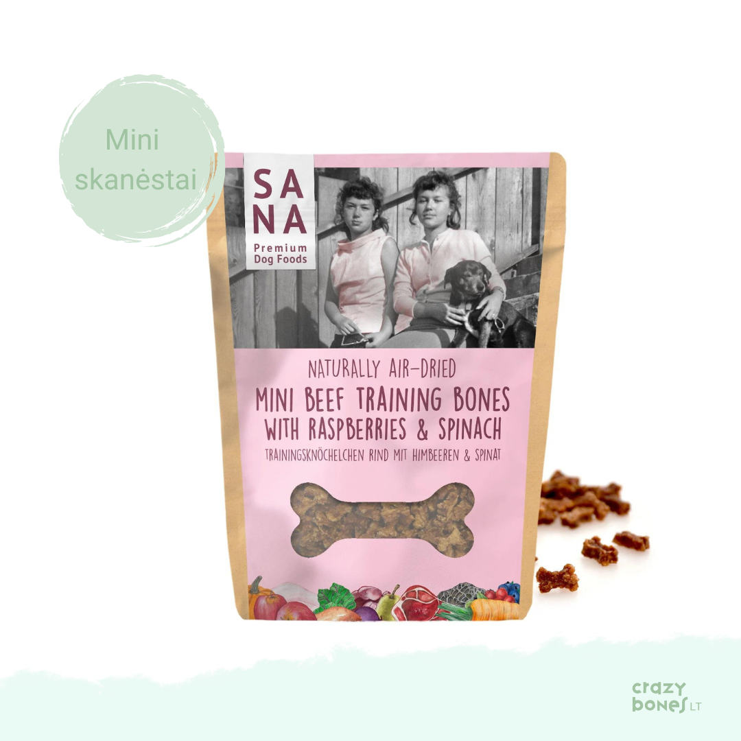 SANADOG Mini Beef Training Bones with spinach and raspberries (100g)