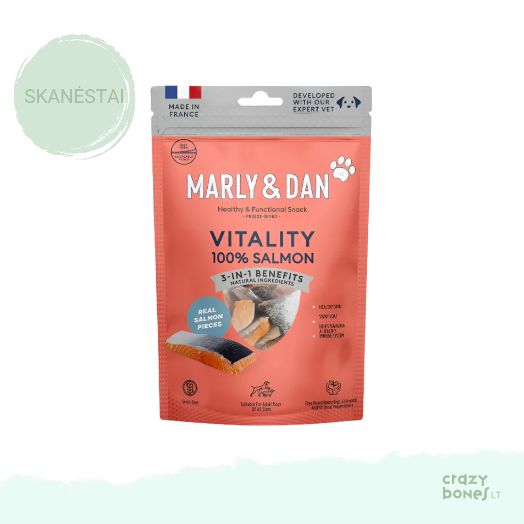 Marly & Dan lašišos skanėstai šunims VITALITY