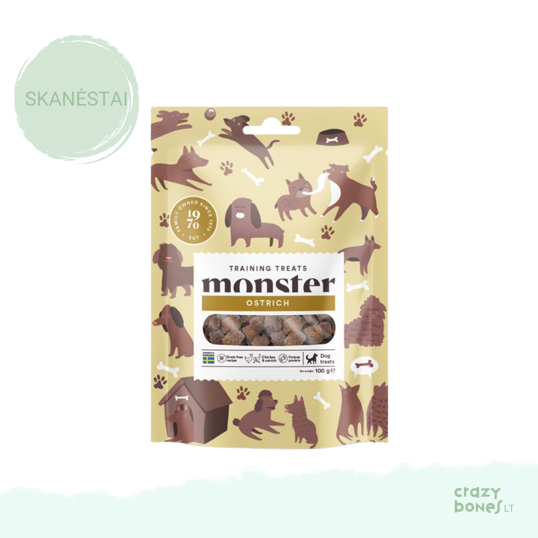 Treniruočių skanėstai su strutiena