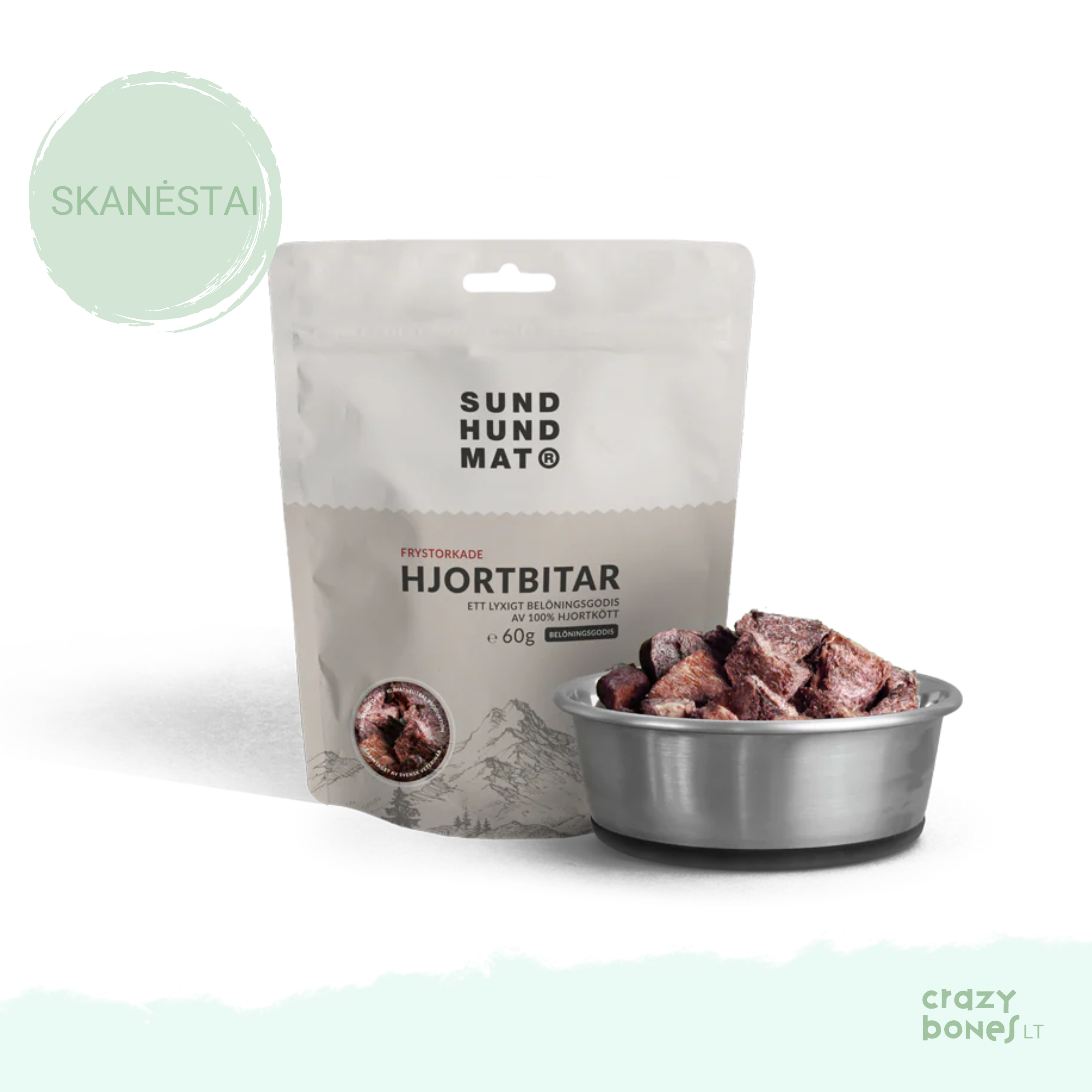 Šaltyje džiovinti elnių mėsos gabalėliai