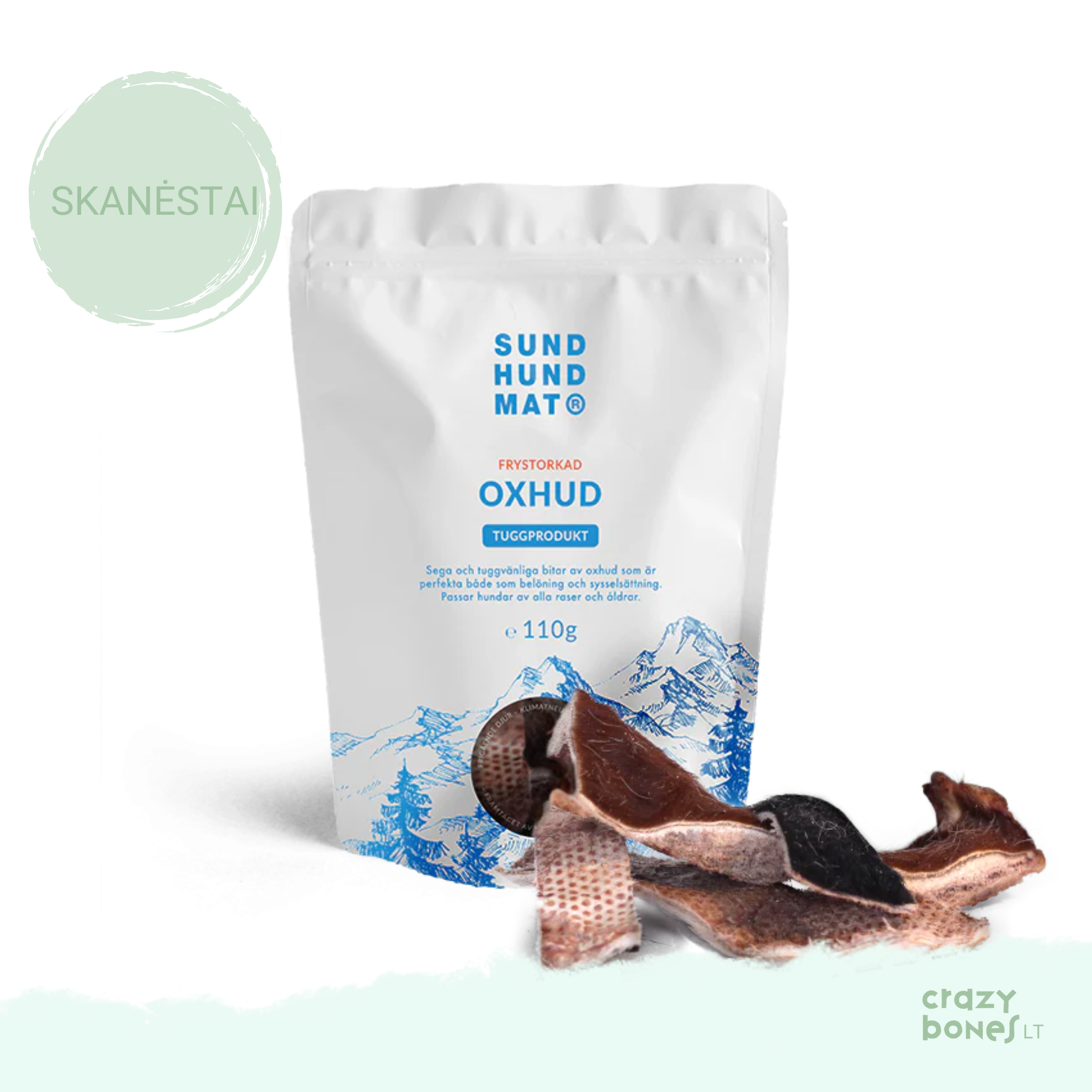 Šaltyje džiovinti jautienos odos gabalėliai