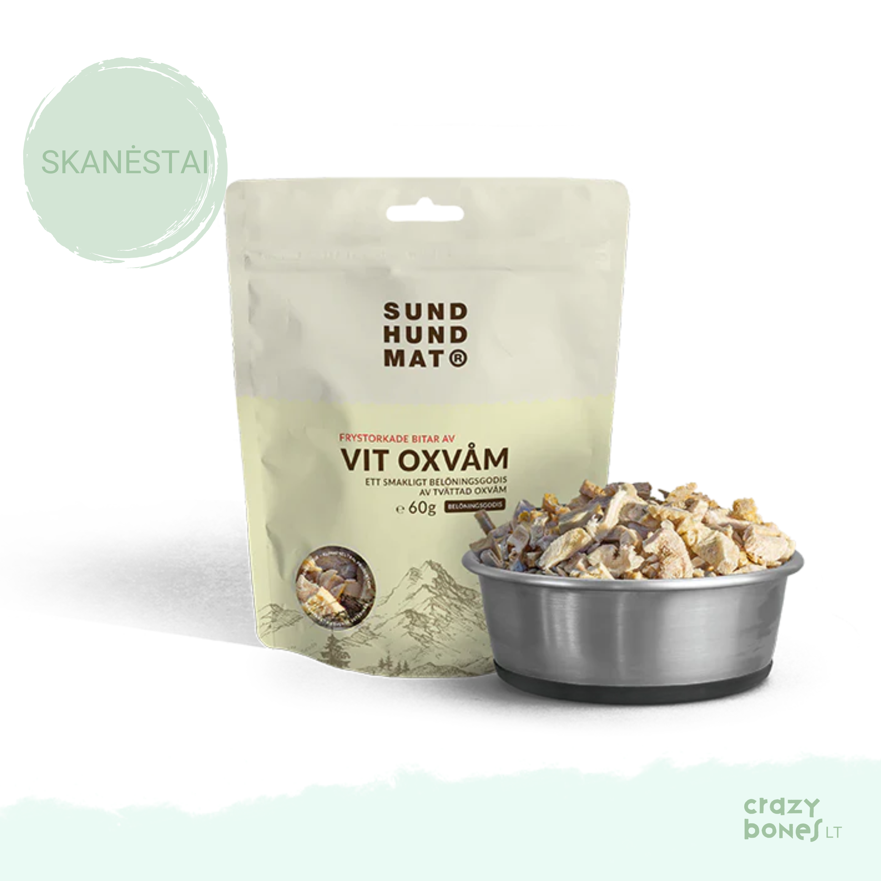 Freeze-dried white beef tripe bites