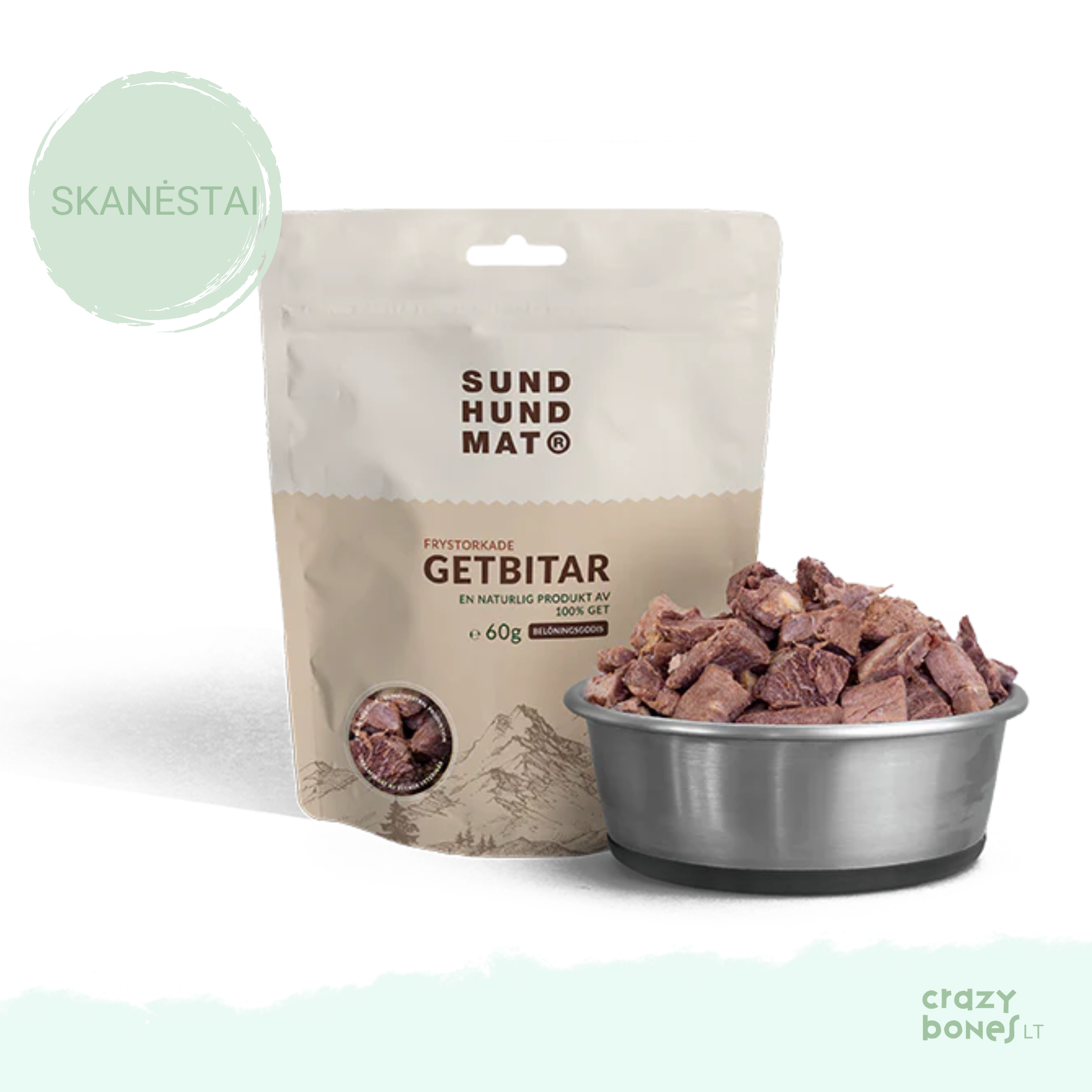 Šaltyje džiovinti ožkienos gabalėliai