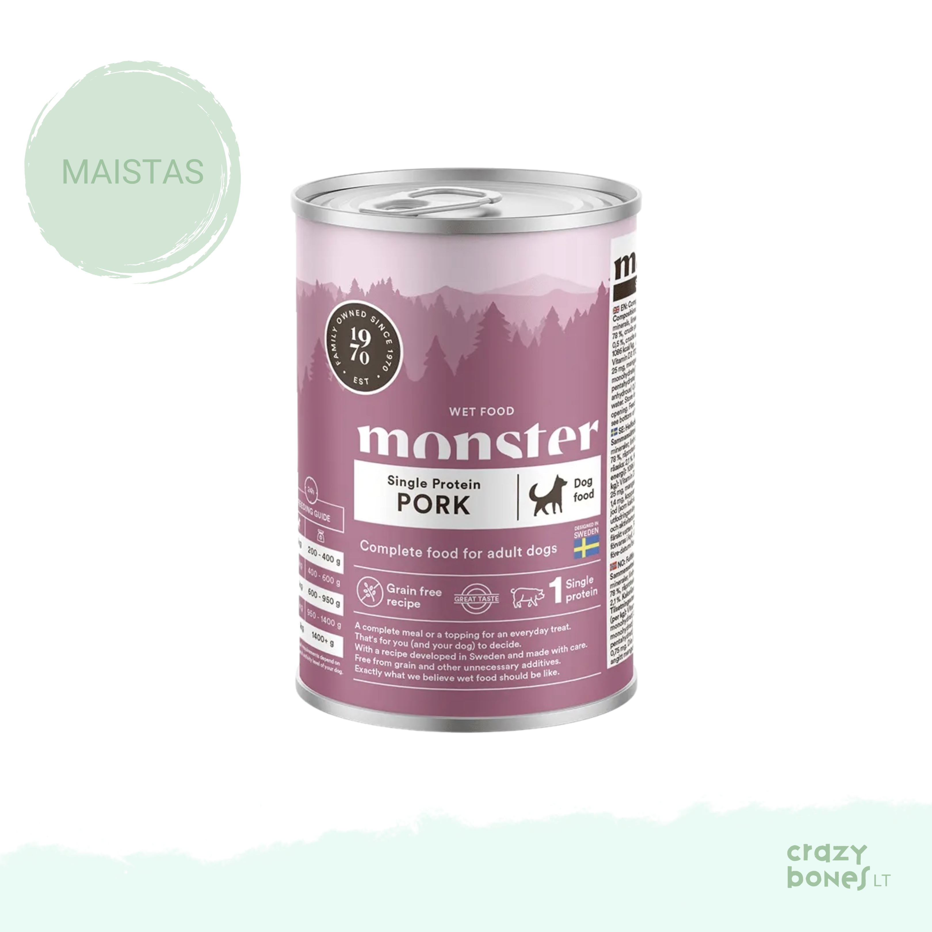 SINGLE PROTEIN PORK maistas su kiauliena