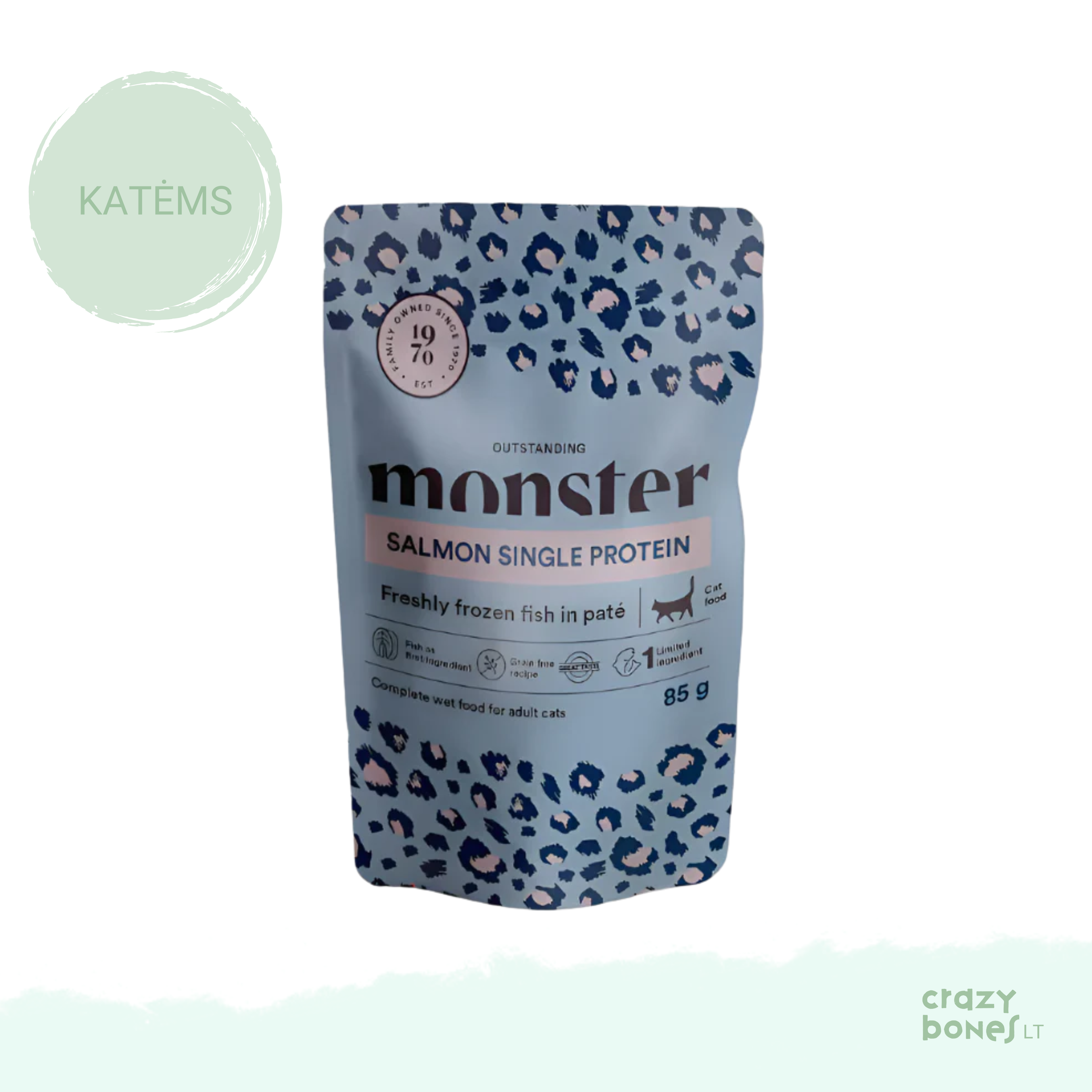 Vienos mėsos baltymo maistas katėms su lašiša